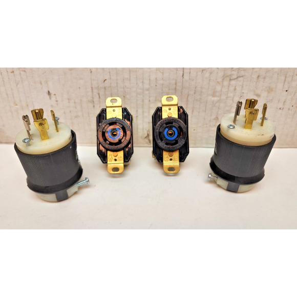 Lot 2 Hubbell HBL2811 & HBL2813 M & F Pair/Set Twist Lock 5 Wire 30A 120/208v - Picture 2 of 9